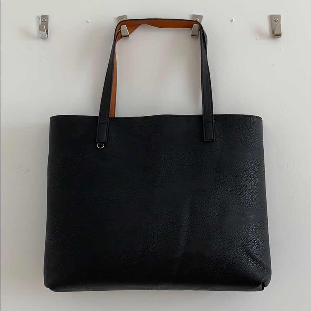 Black Faux Leather Purse with Two Pouches Included